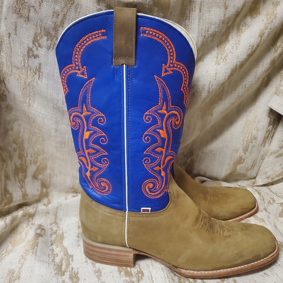 1178 - RockinLeather Men's Crazy Horse w/Blue Upper Western Boot - Picture 3 of 14